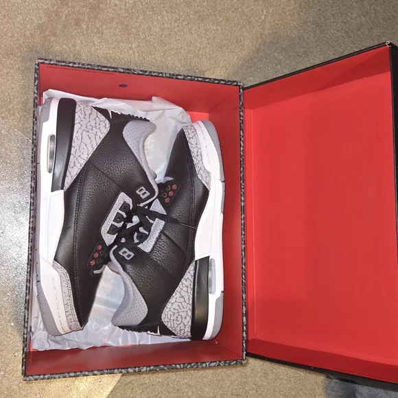 Jordan Kids Black and White Sneakers with Red Accents - Picture 3 of 5